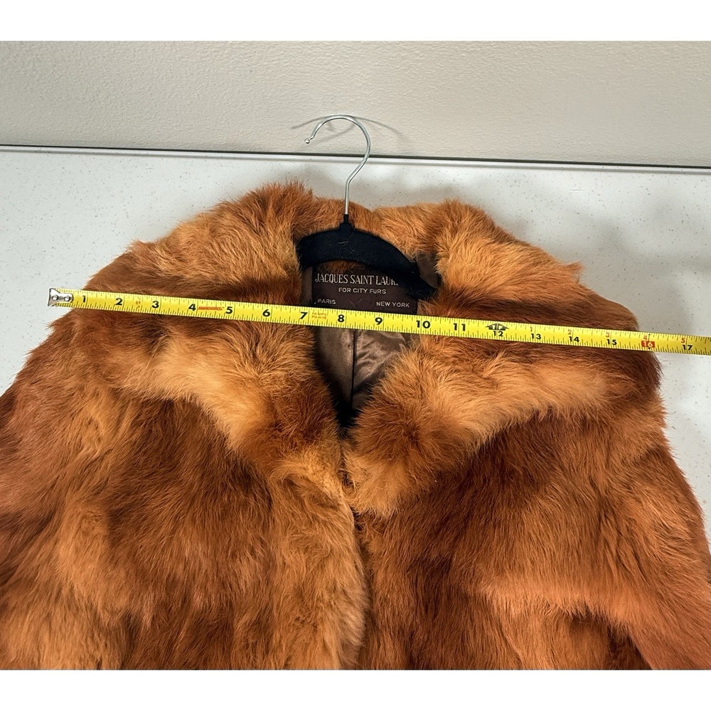Vintage Jacques Saint Laurent Real Fur Coat Womens Brown Red Fox Rabbit READ - Picture 10 of 13